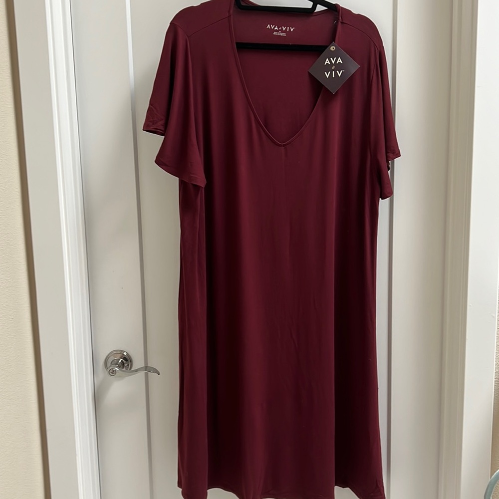 AVA & VIV - short sleeve, A-line jersey dress 2X